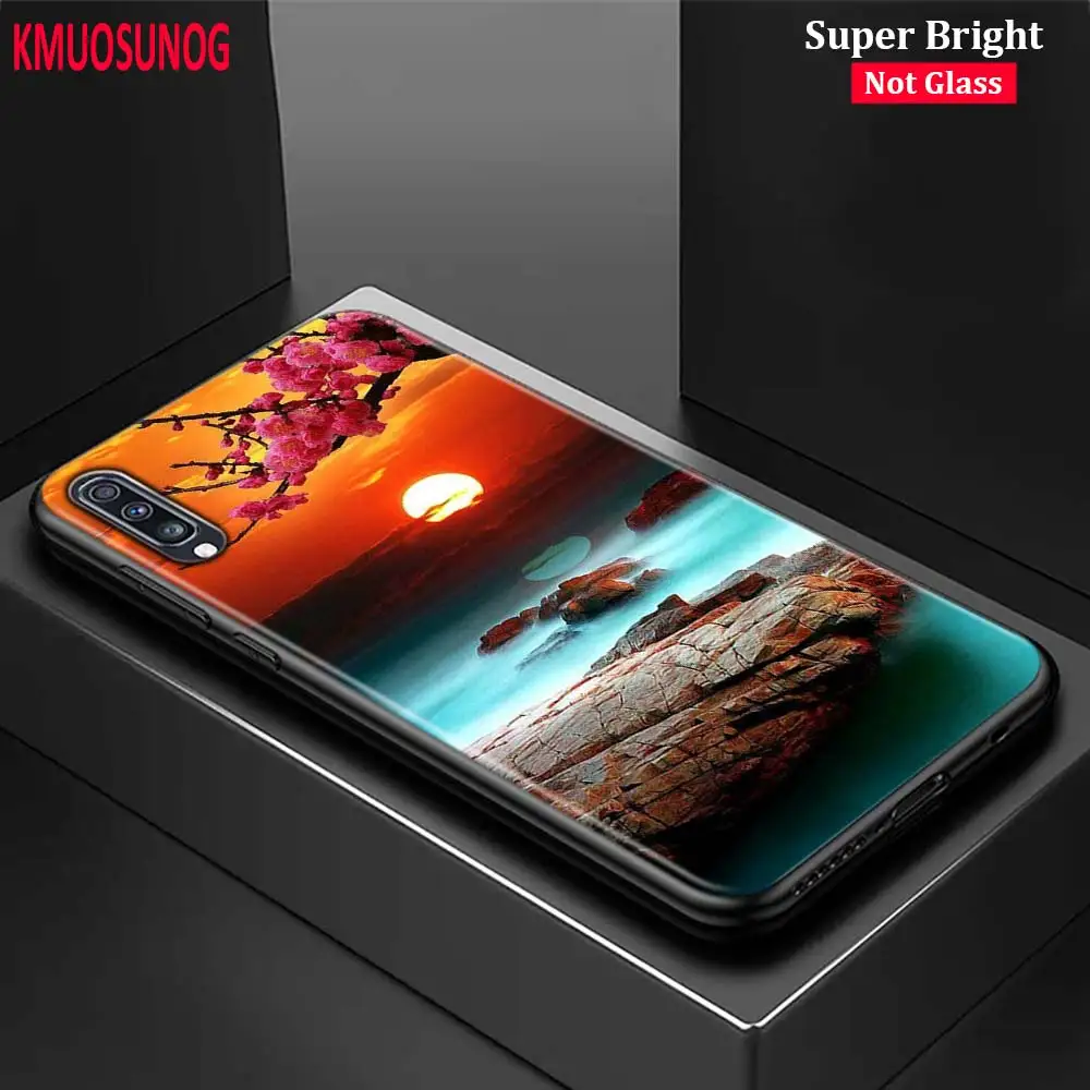 

Black Silicone Cover Beautiful Sunset Beach for Samsung Galaxy A70 A90 A80 A60 A50 A40 A30S A20E A20S A10 Phone Case