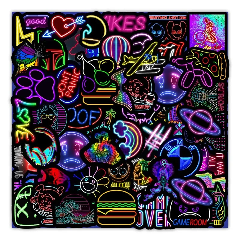 50 Pcs Reflective Stickers Glow In The Dark Wall Fashion Funny Luggage Mobile Phone Computer Notebook Decals Decorative luminous wall stickers fluorescent stickers