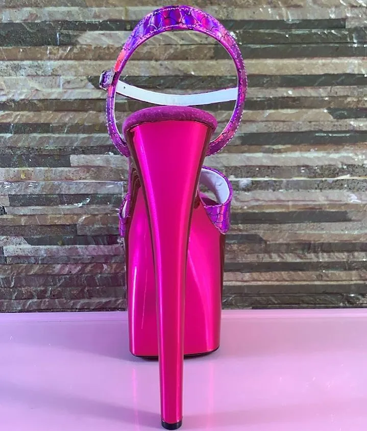 Eight-inch banquet stage shoes, rose, fishscale uppers, electroplated soles 20cm slim sexy models, dance shoes
