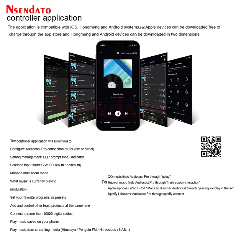 Audiocast AMP80 BT5.0 Wireless Multi Room Stereo Amplifier Receiver With Analog Coaxial Aux RJ45 For Spotify Airplay DLNA Tidal