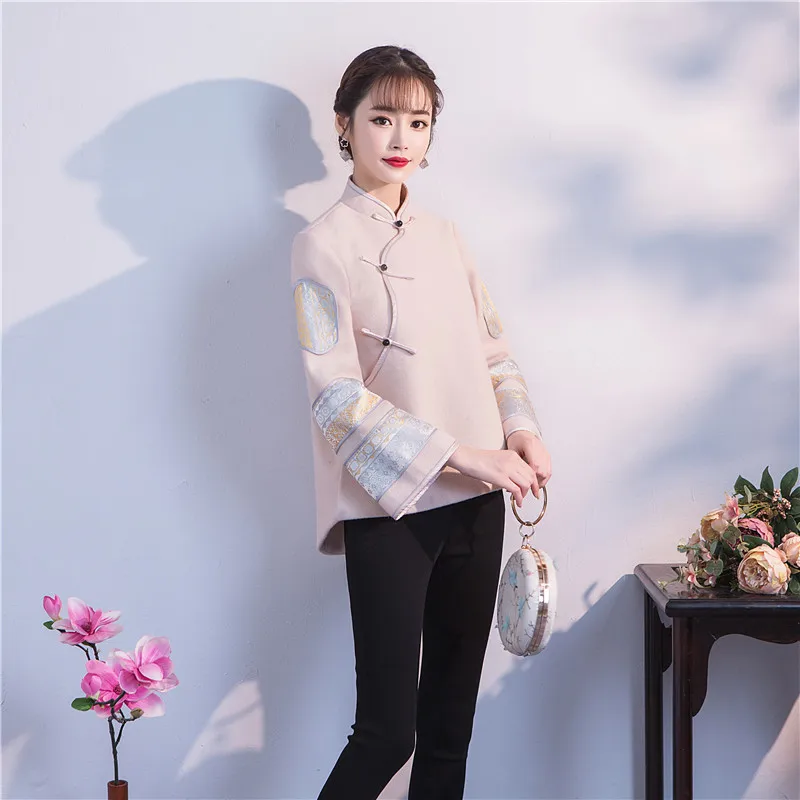 Mandarin Collar Tang Chinese Style Traditional Handmade Button Women Coat Jacket Warm Thick Outdoor Clothes Overcoat Winter New