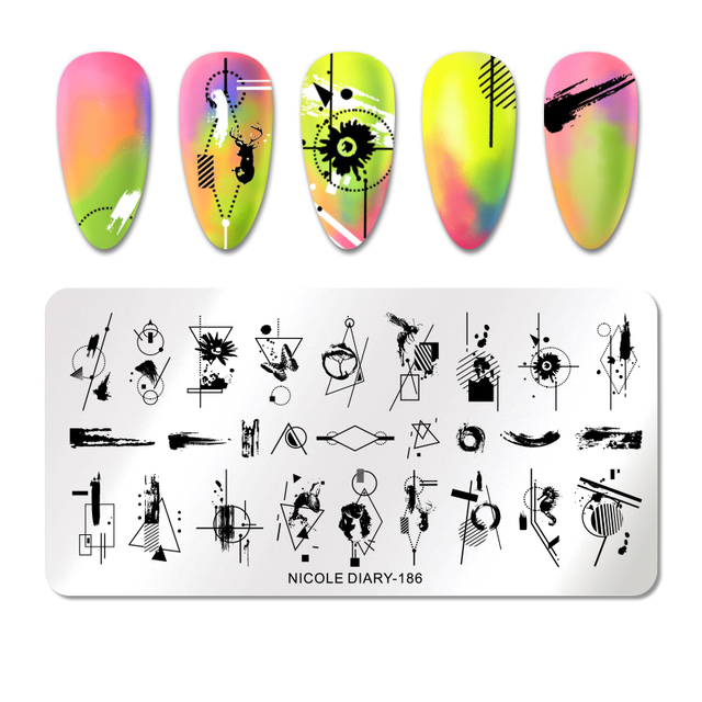 DIARY Flower Leaf Nail Stamping Plates Cute Abstract Face Lines Stamp Template Nail Art Image Printing Stencil Tools