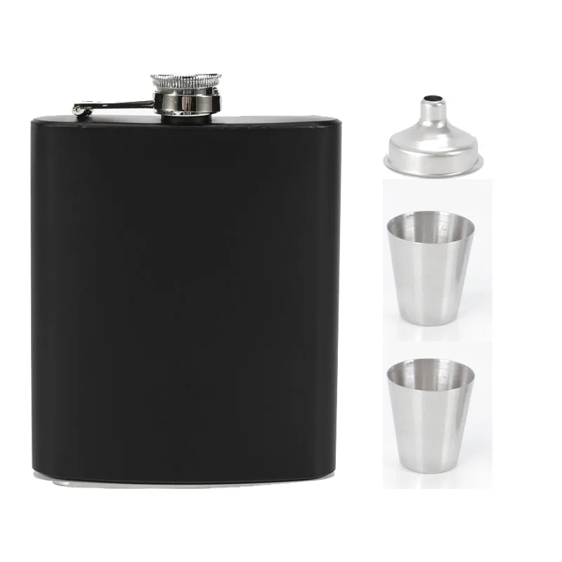 Portable 8oz Hip Flask Gift Set with Cup and Outdoor Drinking Accessories