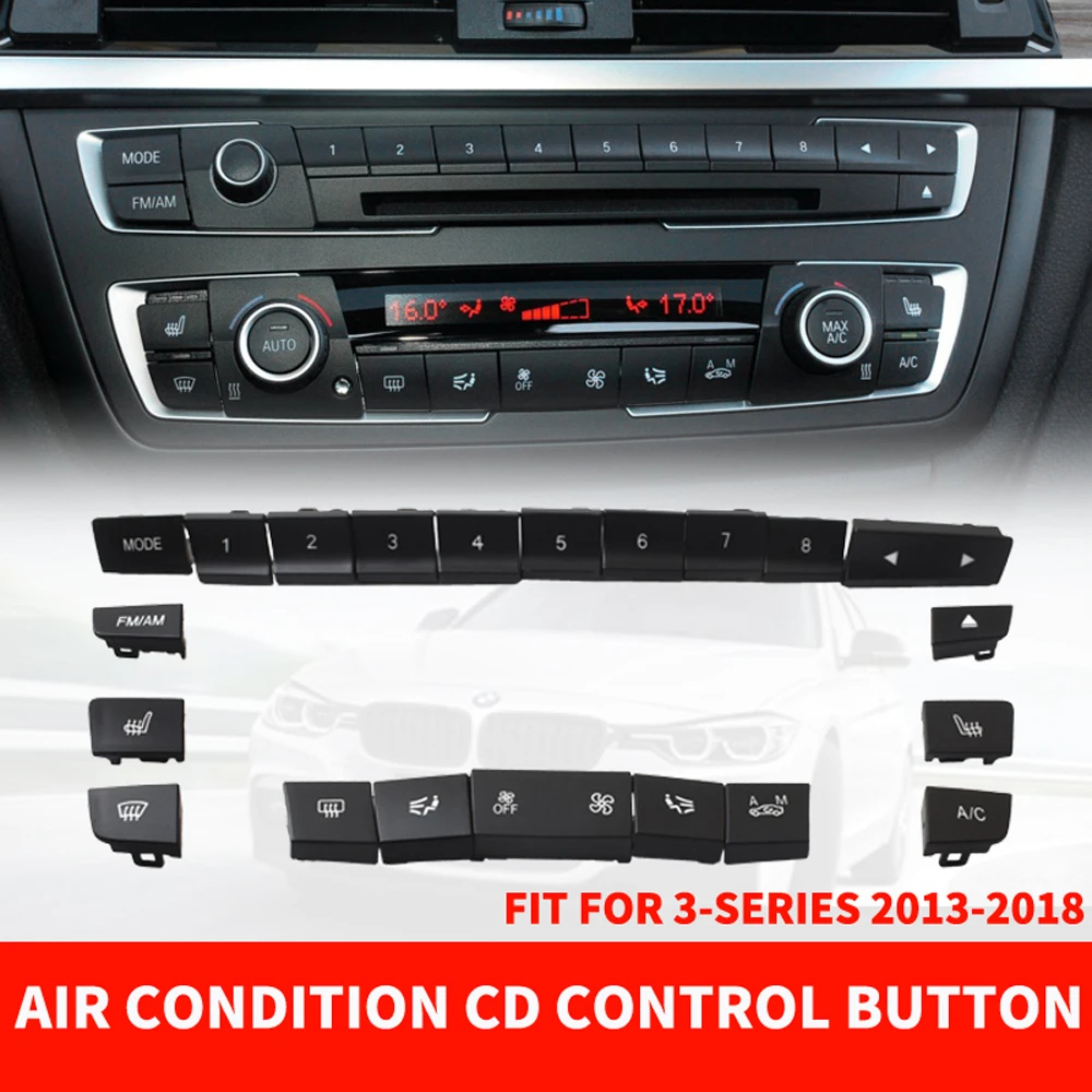 ABS Car Air Conditioner CD Digital Control Key Button Cover Trim Sticker For BMW F30 F80 F31 F32 F33 F35 2013-18 1/2/3/4 series