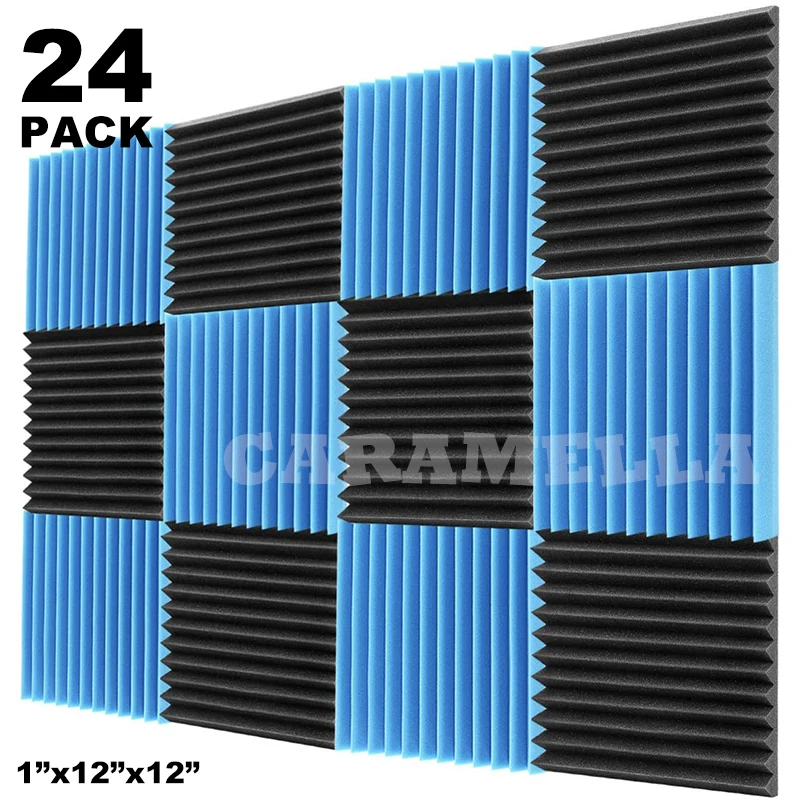 24 pces 300x300x25mm estúdio espuma acústica som espuma à prova de som esponja protetora à prova de som absorção tratamento painel