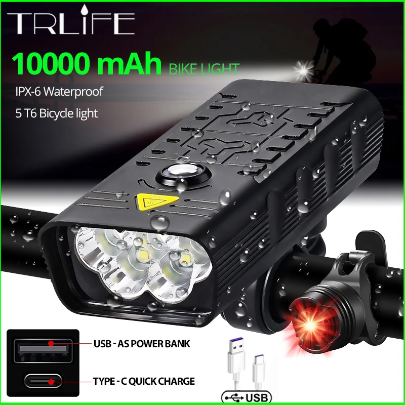 Accessories not Included Bicycle Front Light Only Te-Rich 1200 Lumens Bike Headlight
