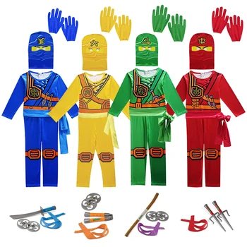 Ninjago Cosplay Costumes Boys and Girls Jumpsuit weapon Set cosplay anime children's fantasy Halloween Christmas Party clothes 1
