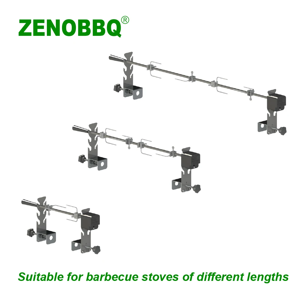 ZENOBBQ Classic Electric Automatic BBQ Spit Rotisserie Free Length Adjustment Outdoor Cooking Tools Roaster Accessories Grilling