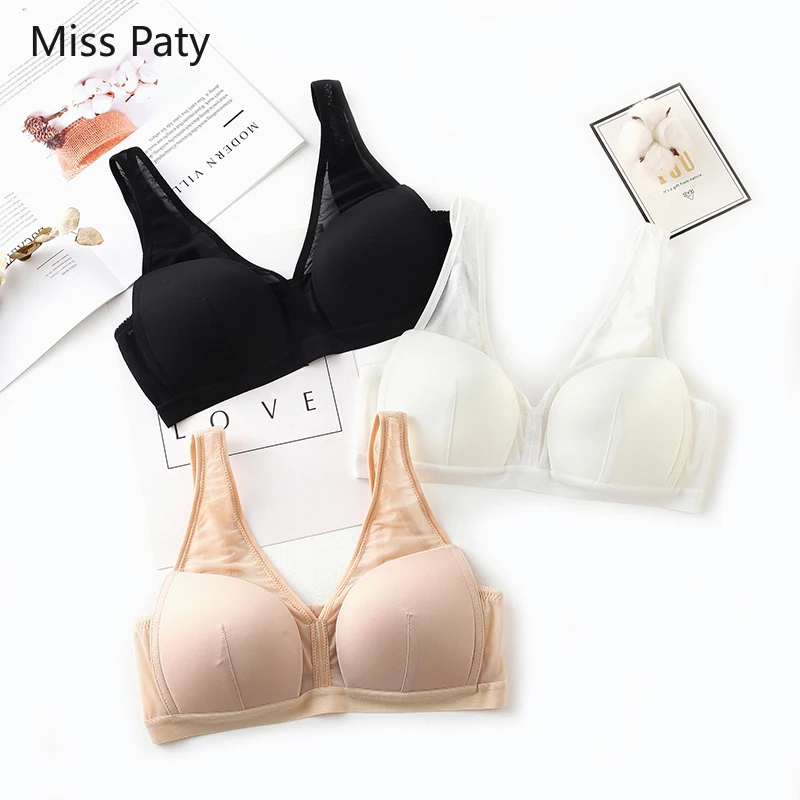 

Seamless bra for women sexy full cup plus size ice silk padded push up sexy lace underwear brassiere lingerie bralette gathered