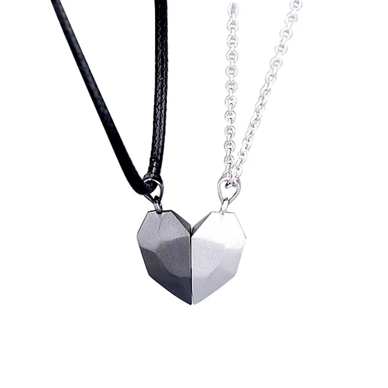 Chain Jewelry Couple Necklace Magnetic-Heart-Pendant 1pcs/pairs Gift Women Copper