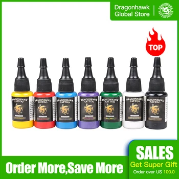 

Dragonhawk TATTOO INK 7-PACK Primary Color Set 0.5oz Bottles