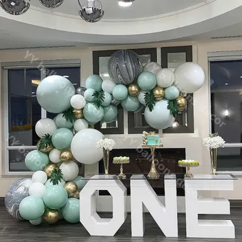 

Macaron White Gold Metallic Balloons Garland Kit 80 PCS Double Tiffany Blue Wedding Baby Shower Party Birthday Decorations