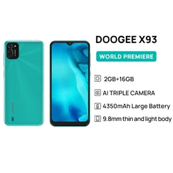 DOOGEE – Smartphone X93, Android 10, 2 go, 16 go, Triple caméra AI, 8mp, écran goutte d'eau de 6.1 pouces, 4350mAh, léger, 9.8mm 