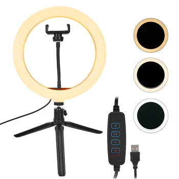 

26cm Led LED Live Streaming Light Dimmable Selfie Ring Light Camera Circle Fill Light with Tripod Hand Mirror Tools