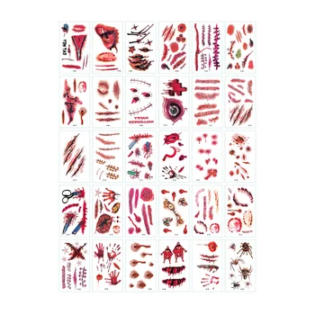 

90Pcs Halloween Temporary Tattoo Stickers Waterproof Realistic Horror Scar Tattoos Stickers