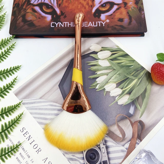 ZZDOG 1Pcs Large Makeup Brushes High Quality Fluffy Fan-Shaped Face Cosmetic Beauty Tools Metal Handle Powder Remove Brush New 02