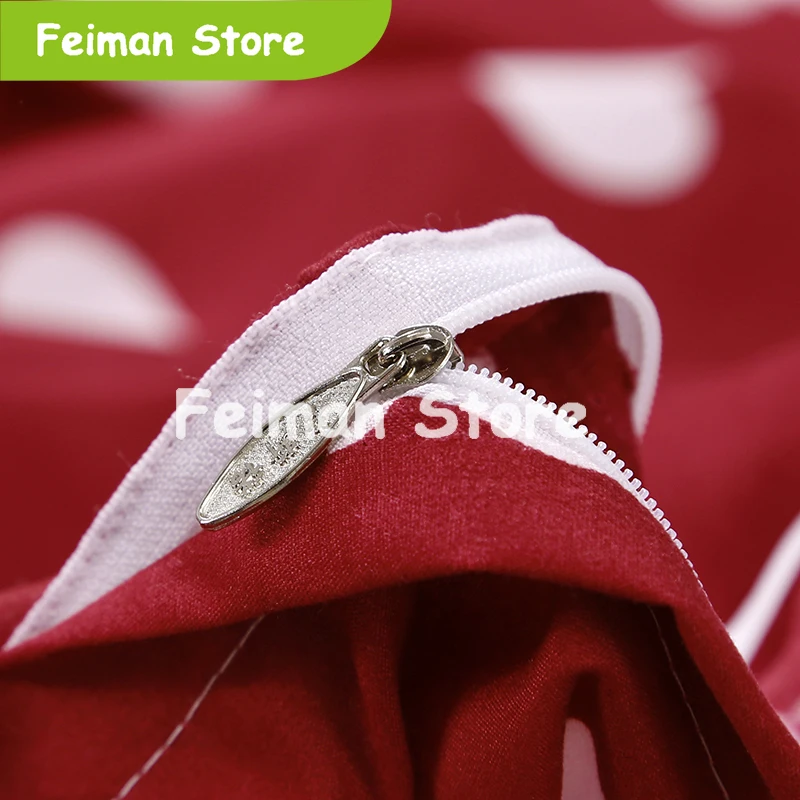 4pcs/set Red Full Of Love Printing High Quality Bedding Set Bed Linings Duvet Cover Bed Sheet Pillowcases Cover Set