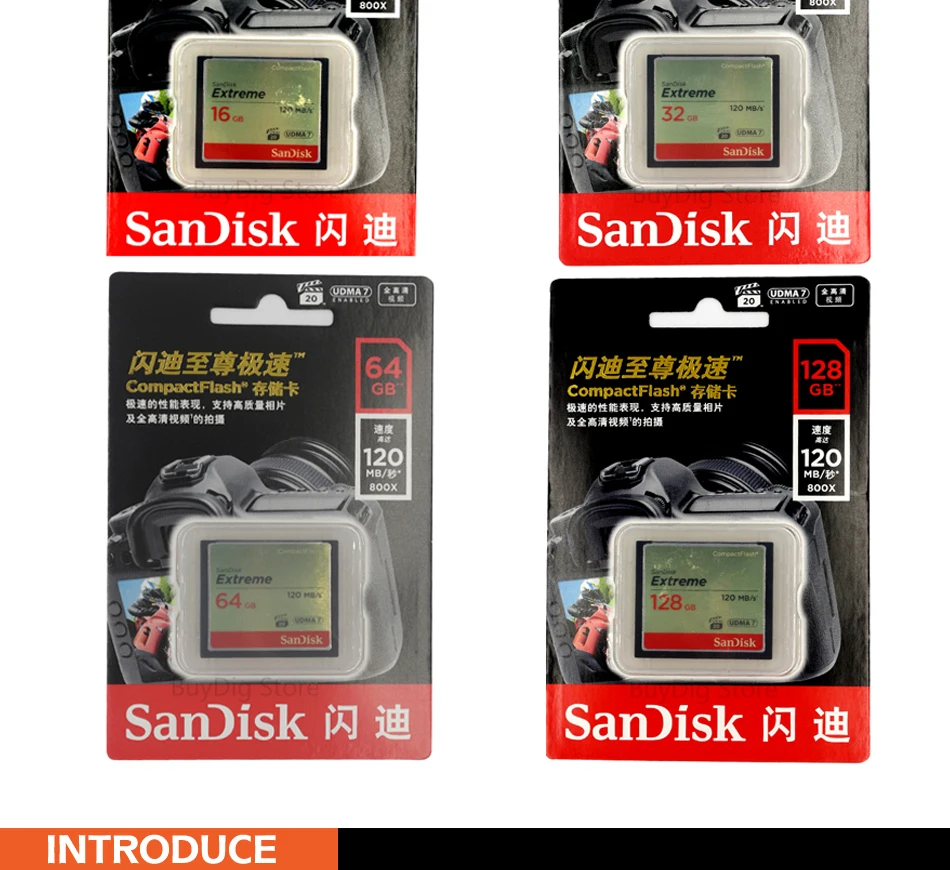 SanDisk extreme PRO Memory Card 32GB 64GB 128GB 120M/S CF card  High Speed compact flash card for DSLR and HD Camcorder discount 32gb memory card