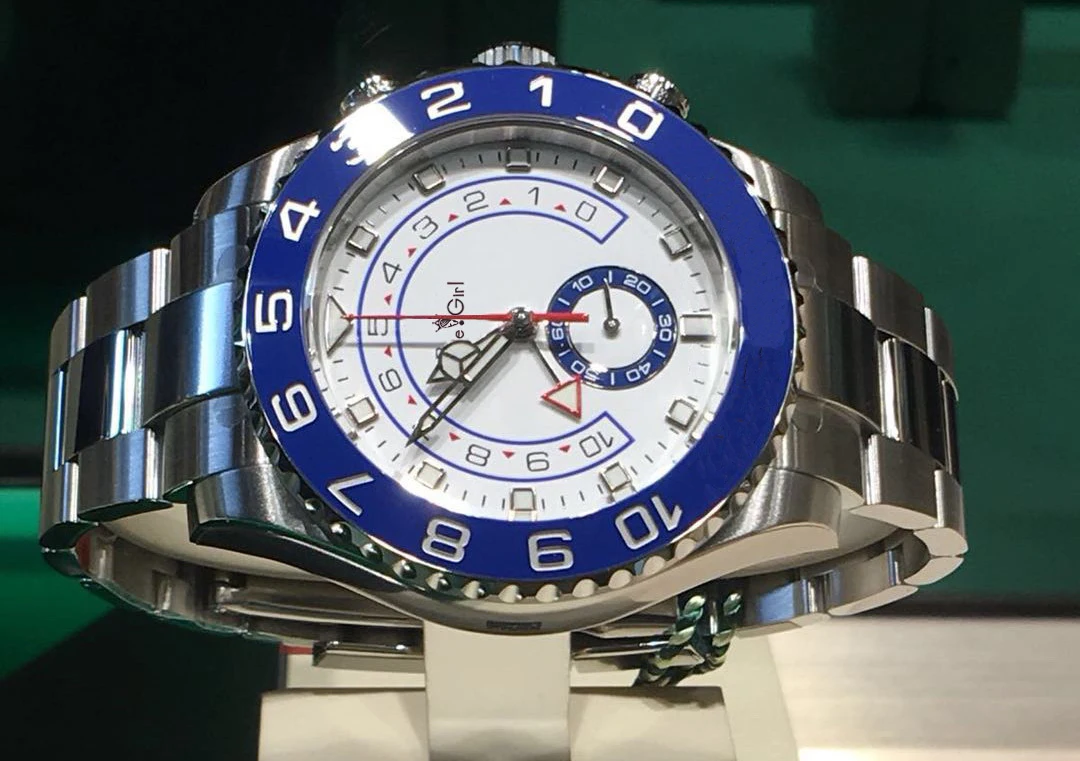 

Luxury Brand New Men Automatic Mechanical Watches GMT Luminous Ceramic Blue Bezel Crystal Sapphire AAA+ Silver Gold White Watch