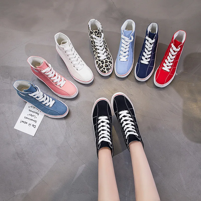 

Canvas Women Sneakers Wedge Shoes High Heel Women's Footwear Platforms Lace Up Spring Autumn Women Casual Shoes AA-147