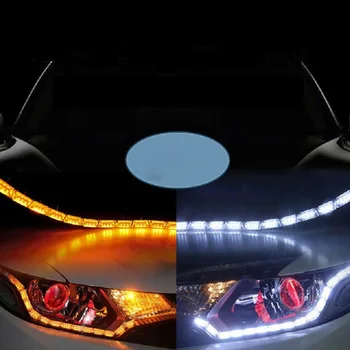 

Car Daytime Running Lights DRL White Yellow Dual Color 16 Light Crystal Retractable Run Driver Strip Lamp Turn Signal Light