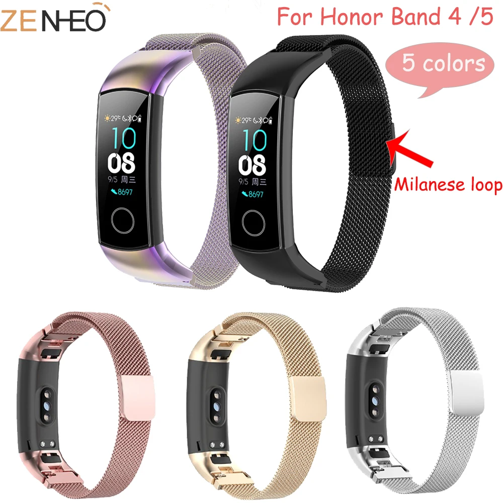 

For Huawei Honor band 4/5 Milanese loop Magnetic buckle quickly release Bracelet Replacement For Honor Band 4/5 wrist straps
