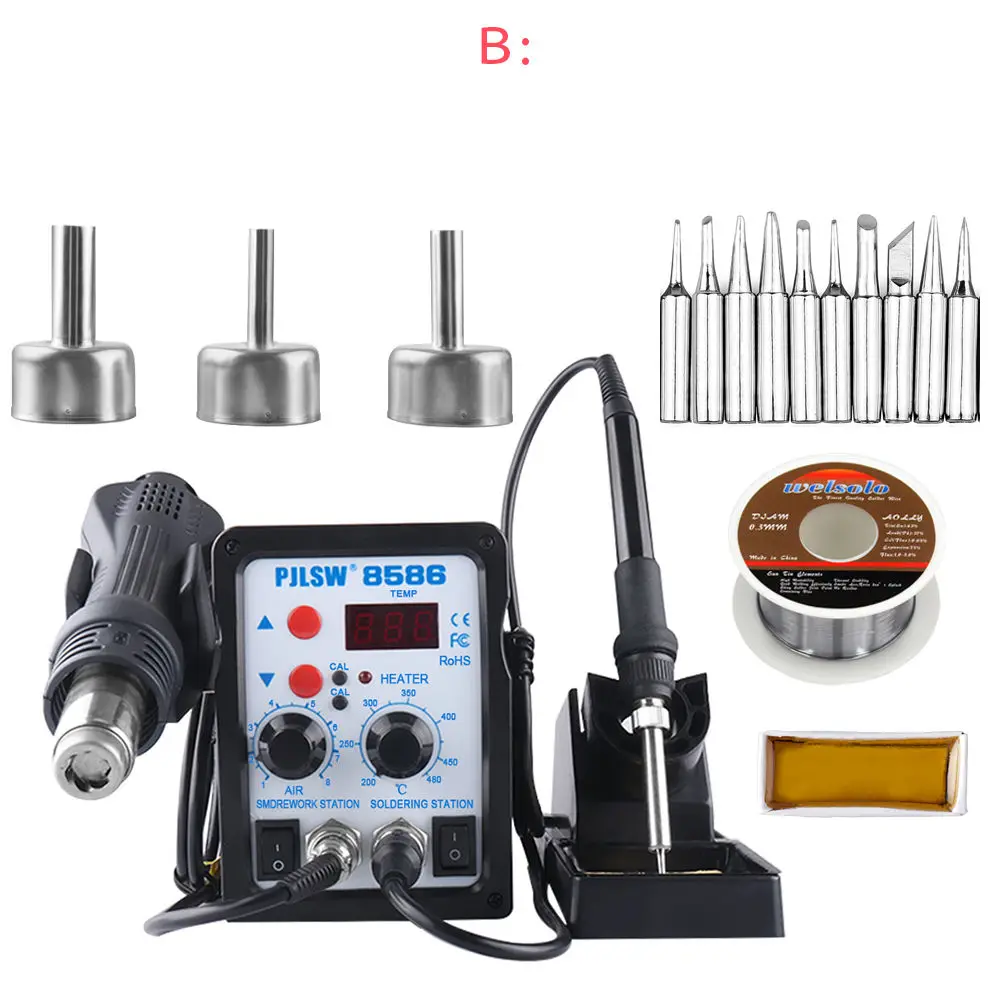 8586 ЕС/США 700 Вт ESD паяльная станция СВЕТОДИОДНЫЙ Цифровой паяльник станция для распайки паяльной станции BGA паяльная станция горячего воздуха пистолет сварщик - Цвет: B
