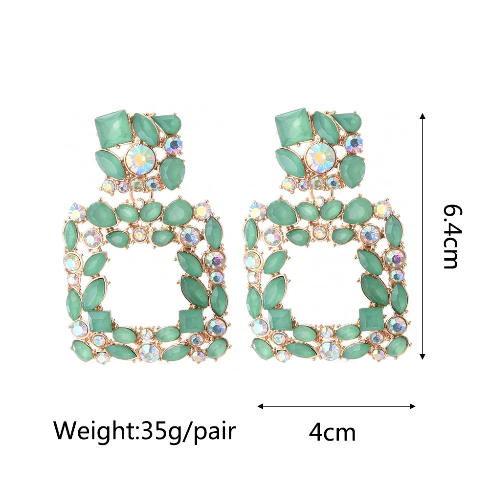 Ztech New Green Series Set Earrings Designer Jewelry Crystal Tassel Za Accessories Handmake Statement Bijoux Pendientes Brincos