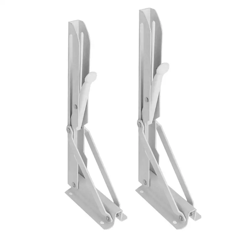 

2pcs Stainless Steel Folding Bracket Wall Install Triangular Storage Shelf