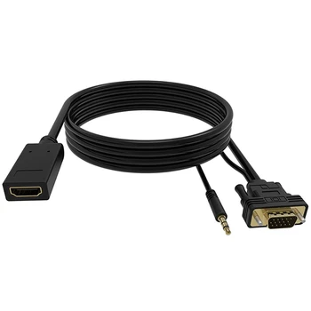 

HDMI to VGA Video Converter Adapter Cable HD 1080P HDTV Monitor 3.5mm o for Set-Top Box PC Display HDTV