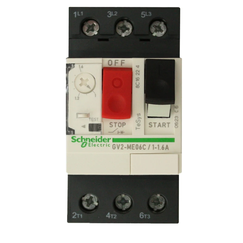 

Authentic Motor thermal magnetic circuit breaker button 3P GV2ME06C motor protection switch setting current range 1-1.6A 100KA