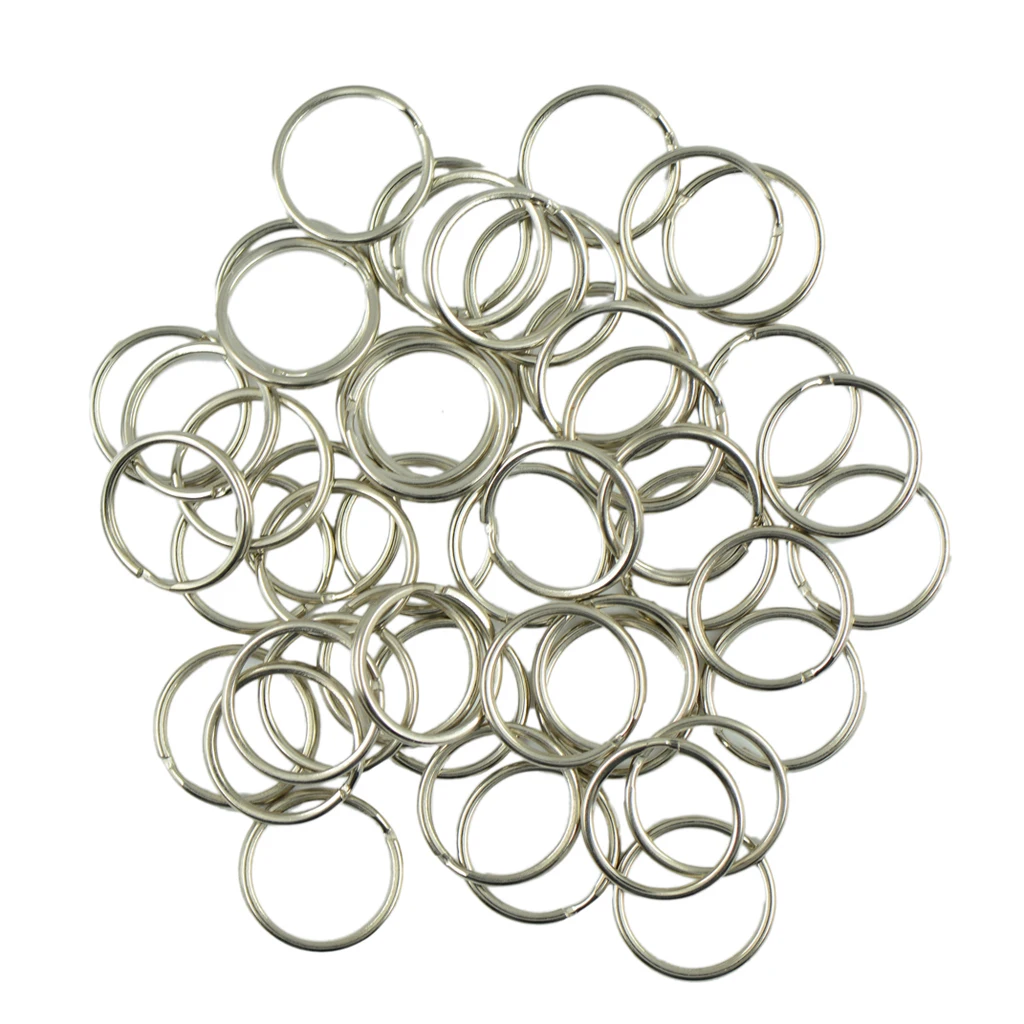 50pcs 18mm Keychain Circle Buckle Clip Key Ring Stainless Steel Split Keychain Round Loop Hoop Buckle