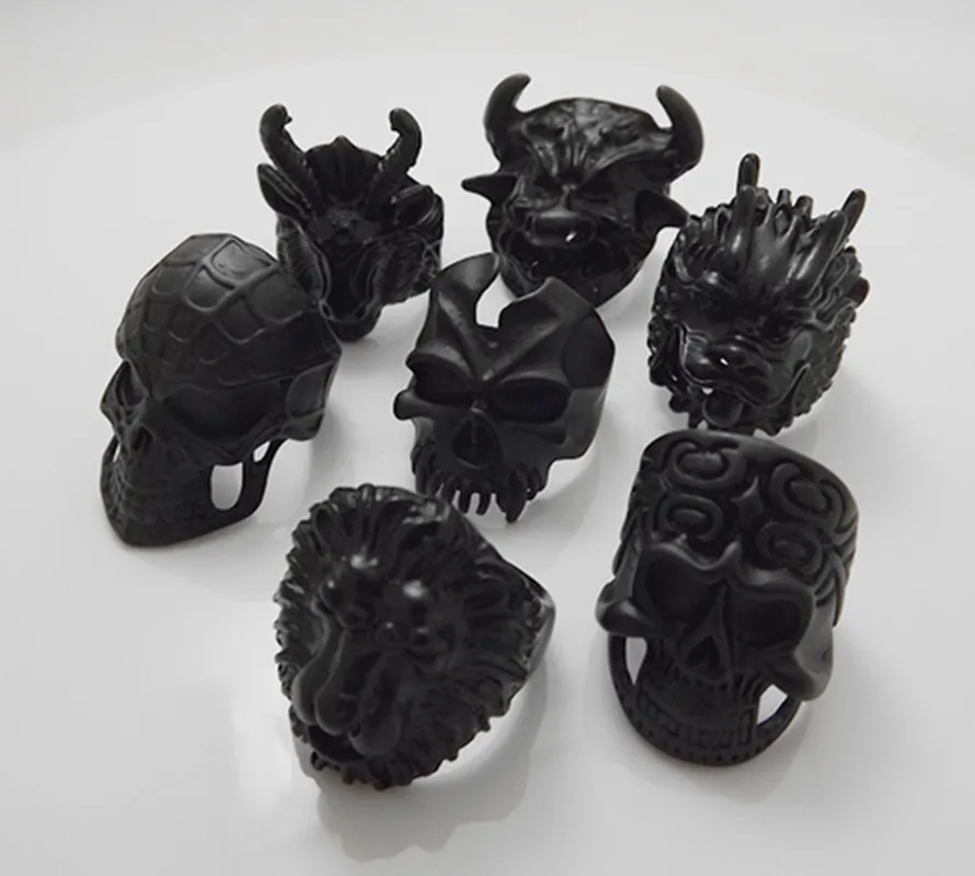 

Gothic Punk Ring Men high quality Retro Black mixed styling skull alloy Rings Fashion Jewelry