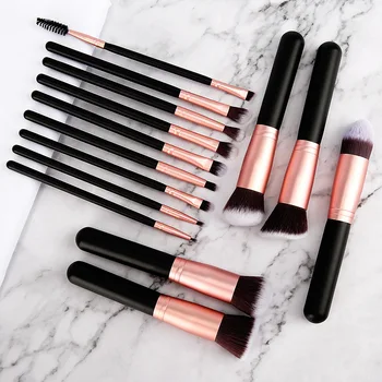 

14Ppcs Wooden handle soft hair makeup brush set eyeshadow mixed eyebrow eyeliner concealer lip pencil makeup set makeup tool set