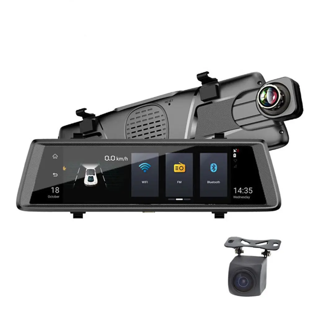Ips сенсорный экран 1080P Автомобильный видеорегистратор Двойной объектив Dashcam монитор парковки зеркало заднего вида камера регистрация