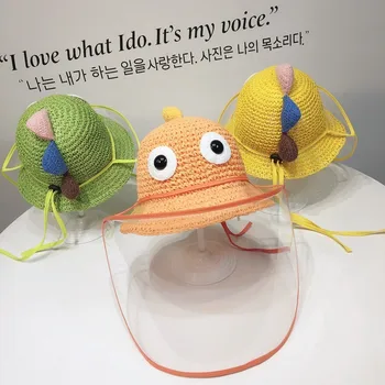 

Baby Dinosaur Fisherman Summer Hat Anti-spitting Baby Cap with Protective Face Adjustable Sun Hats Dustproof Cover Gorro Bebe