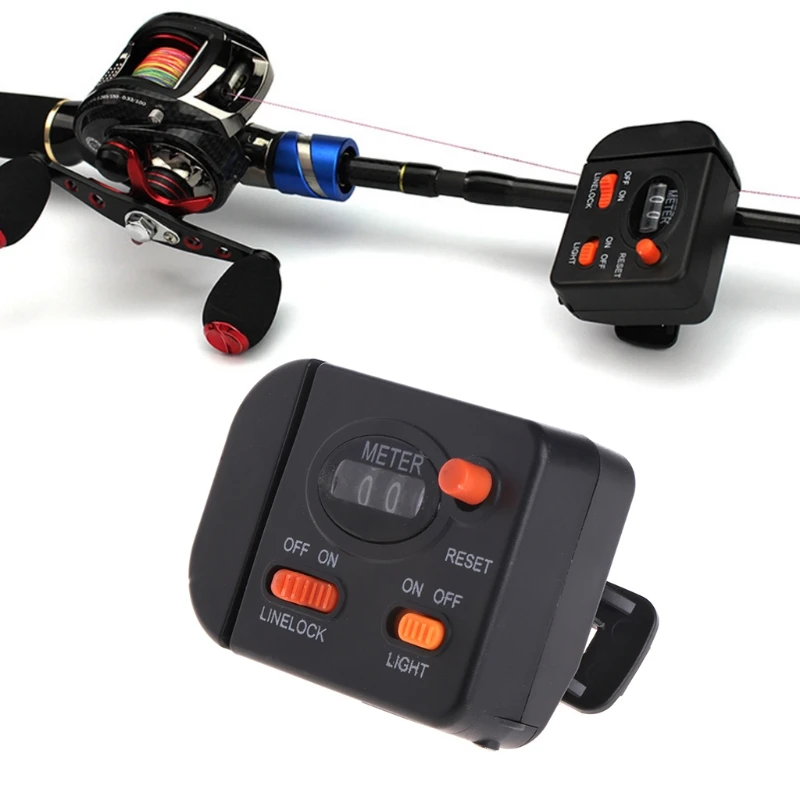 

Fishing Line Counter Clip On Rod Meter Gauge Depth Finder Digital Jigging 99.9m