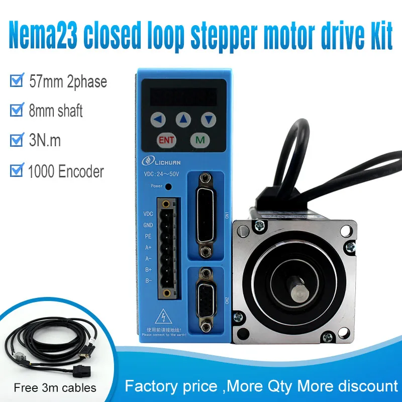 

Nema23 Closed-loop Stepper servo Motor Driver 3nm Servo Motor LC57H2100+LCDA606S step motor servo drive servo motor kit