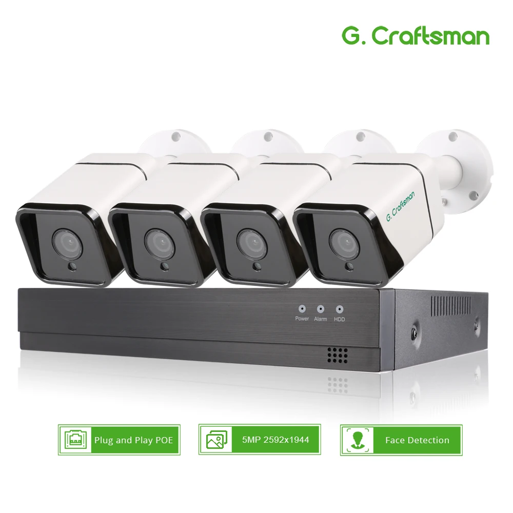 XM Face Detection 4CH 5MP POE IP Camera System Kits Audio Waterproof CCTV Security Video Surveillan - 4.0004E+12