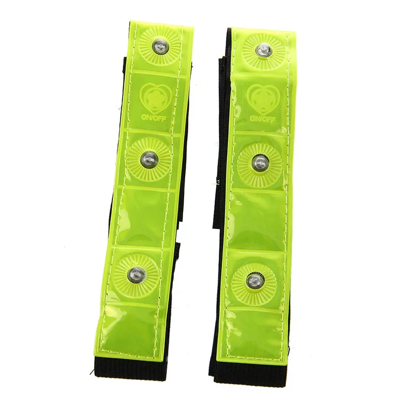 

ABUO-2 x Reflective Band Arm Leg Strap Belt 4 LED Light Cycling Running Jogging