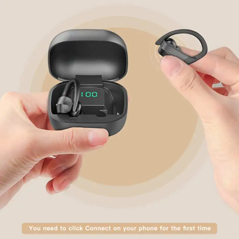 Acespower Waterproof Sports TWS Ear Hook Bluetooth 5 0 Voice Assistant Earphones Android for IPhone Gym Wireless In ear Earbuds