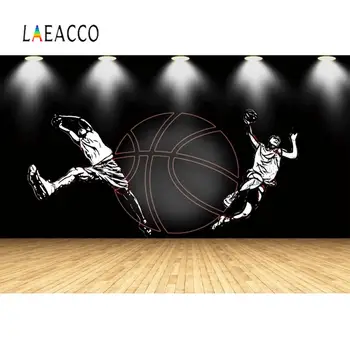 

Laeacco Player Basketball Wooden Floor Newborn Baby Birthday Party For Boy Photography Backdrop Photo Background Photo Studio