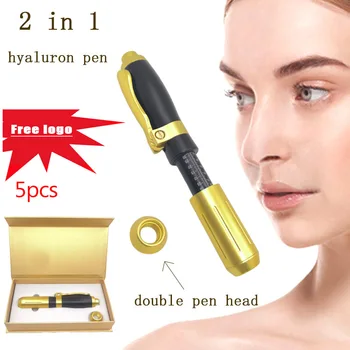 

2 in 1 lip injection gun double head hyaluron pen acid filler injector Noninvasive Nebulizer for face lip lifting can print logo