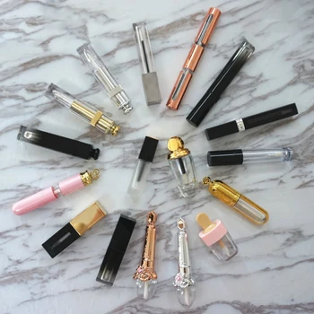 

Wholesale Clear Lip Gloss Containers with Silver Gold Rosegold Pink Purple Lid Empty Cosmetic Containers Lip Balm Tube Lip Tube