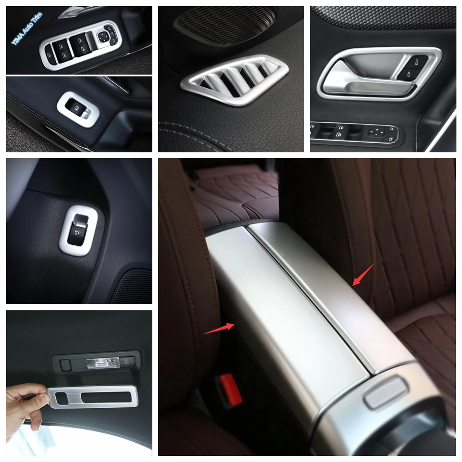 

Armrest Storage Container Case Box / Tailgate Rear Trunk Switch Button Cover Trim For Mercedes-Benz CLA 200 C118 W118 2020 2021