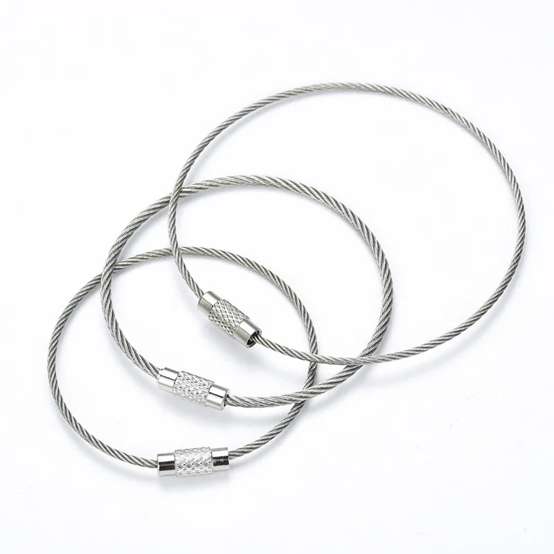 10/30cm EDC Keychain Tag Rope Stainless Steel color Wire Cable
