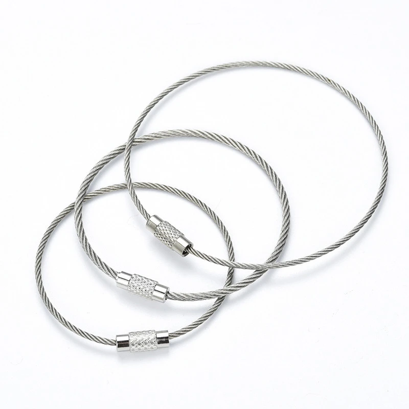 30cm Edc Keychain Tag Rope Stainless Steel Color Wire Cable Loop Screw Lock Gadget Ring Key Keyring Circle Camp Hanging Tool Key Chains Aliexpress<script async src=
