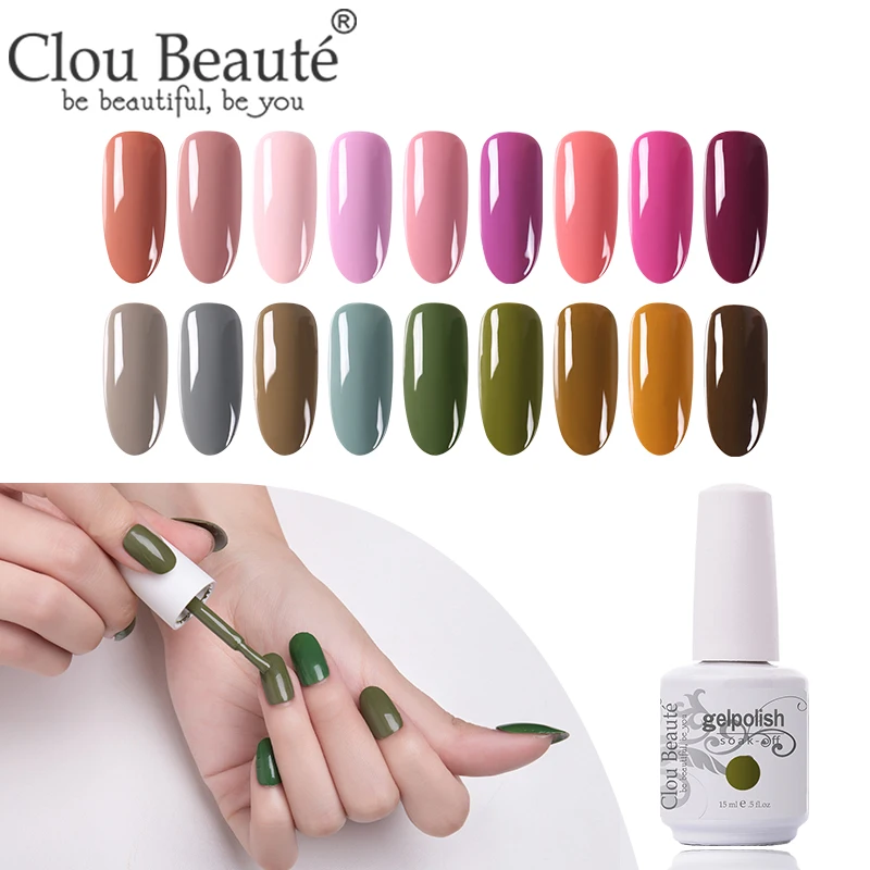 Цветной Гель лак Clou Beaute 15 мл гибридный высококачественный для ногтей с УФ лампой