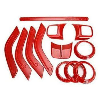 

12Pcs Steering Wheel & Center Console Air Outlet Trim, Door Handle Cover Inner for Jeep Wrangler JK JKU 2011-2018