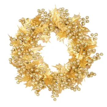 

40cm Artificial Christma Wreath Gold Silver Durable Realistic Front Door Wall Garland Pendant Christmas Decorations For Home